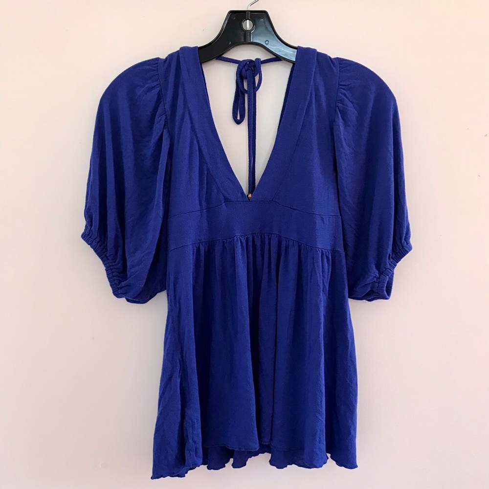 Women’s Indigo Blue V-Neck Blouse